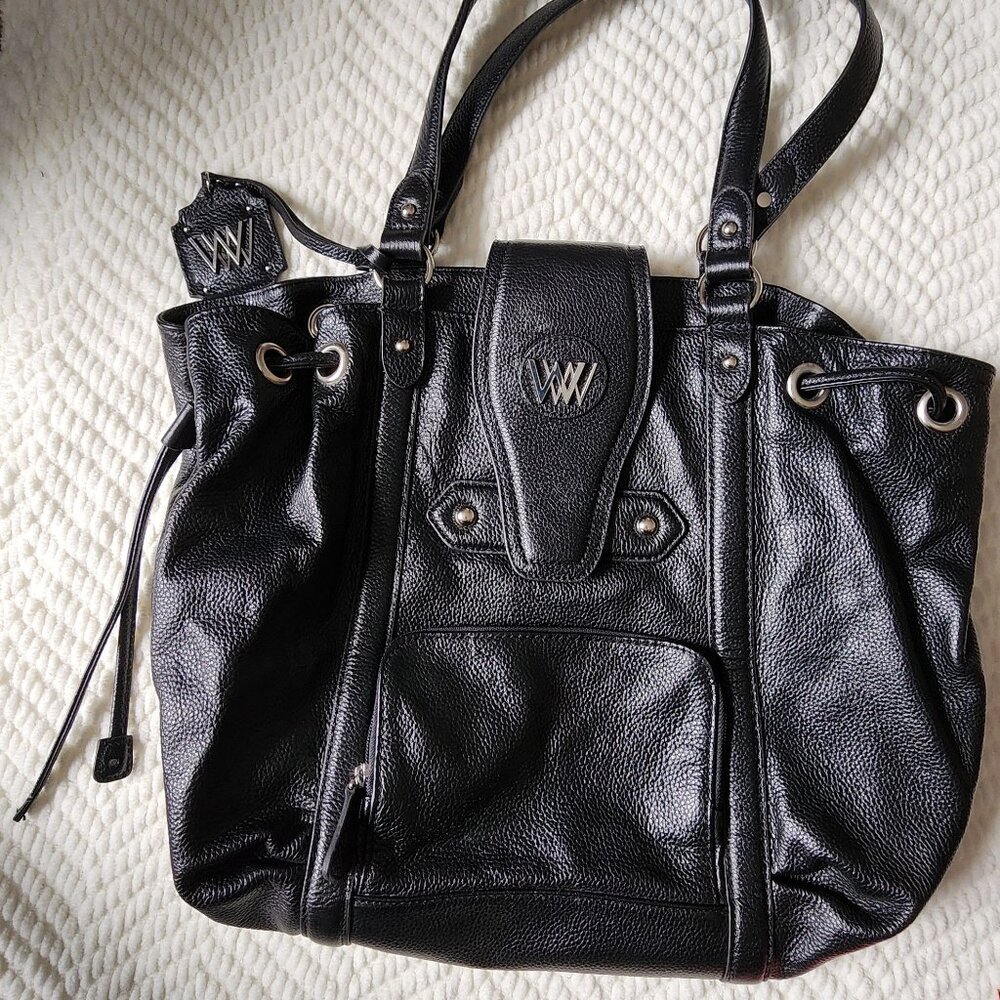 Wendy Williams Bags Pebble Leather Hobo - Black